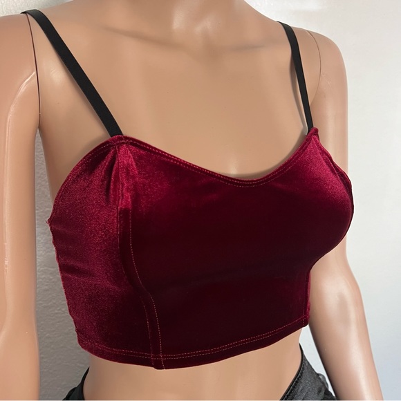 American Apparel Tops - American Apparel Maroon Velvet Crop Top S